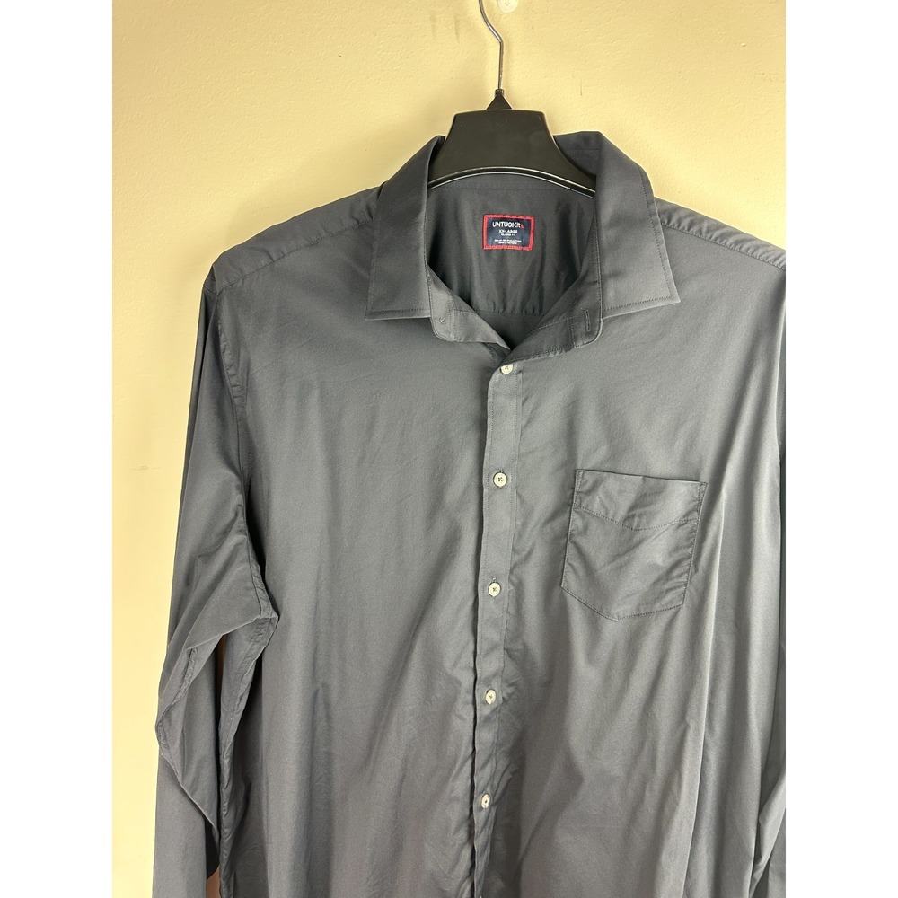 UNTUCKit Performance Gironde Shirt Mens XXL Navy Blue Relaxed Fit Stretch Button - Picture 4 of 11